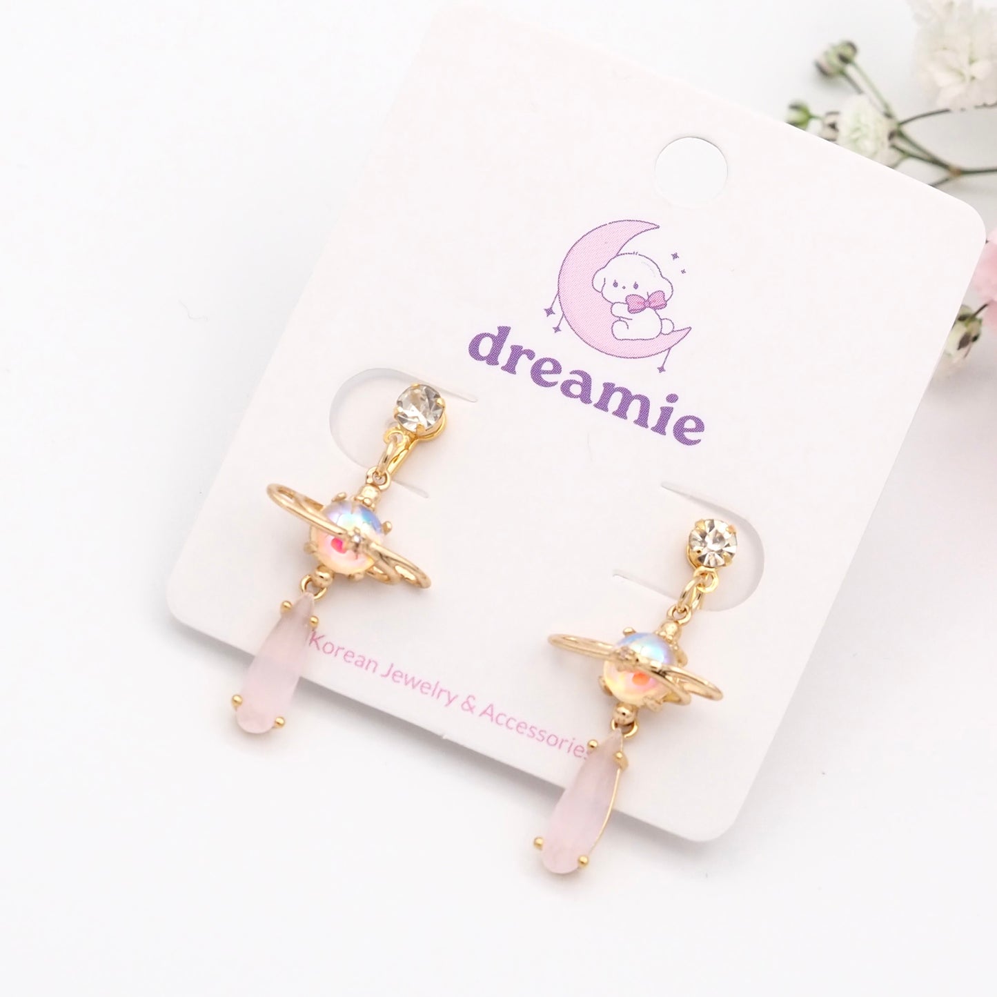 Pink Planet Galaxy Clip-on Earrings