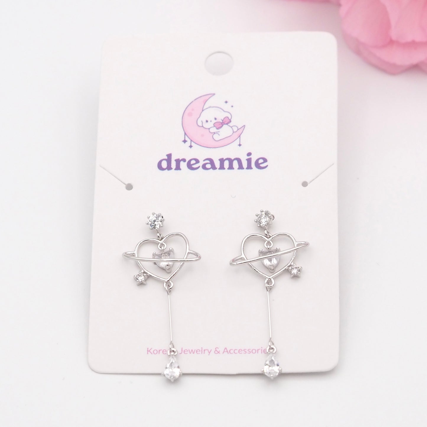 Universe Love Heart Earrings - Silver