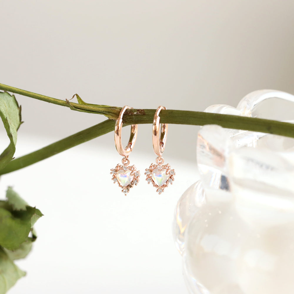 Little Heart Drop Earrings - rose gold