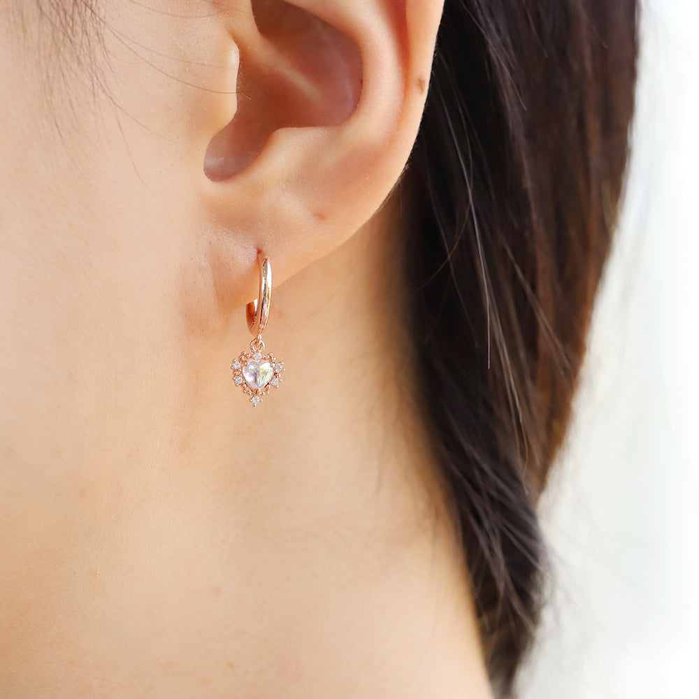 Little Heart Drop Earrings - rose gold
