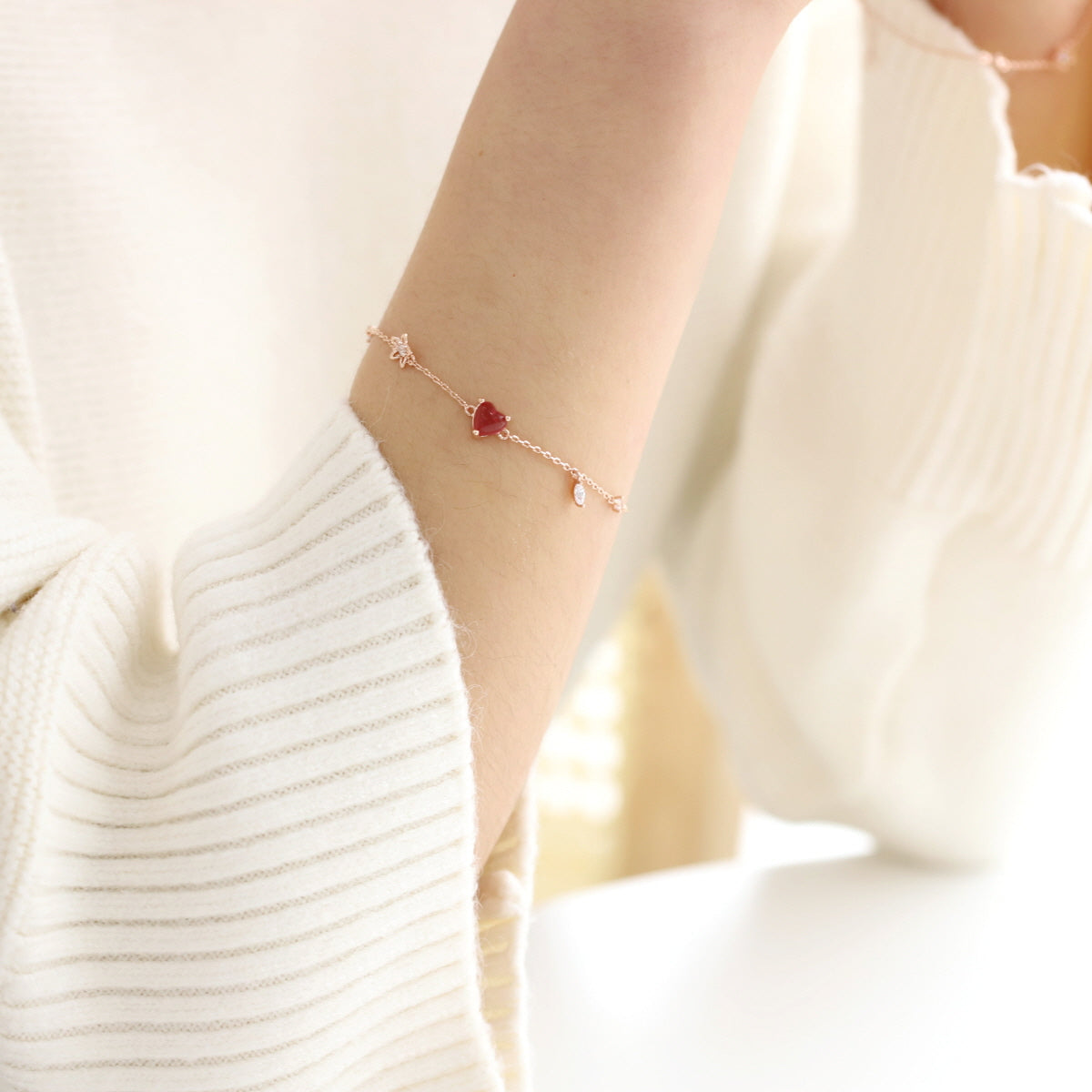 Lovely Red Heart Cubic Bracelet