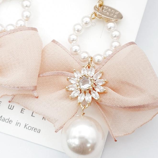 Blush Peach Ribbon Earrings