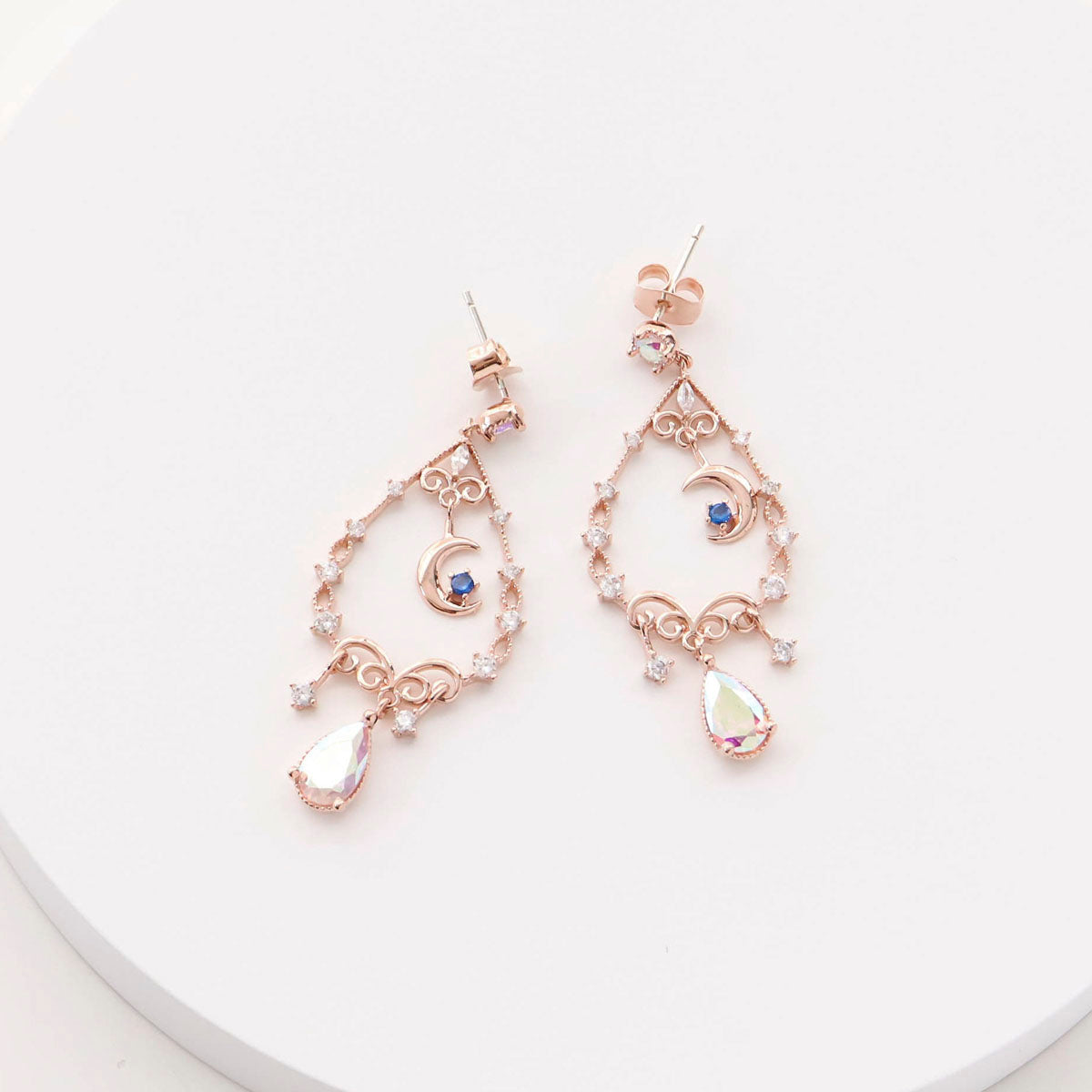 To The Moon Drop Earrings - Rose gold