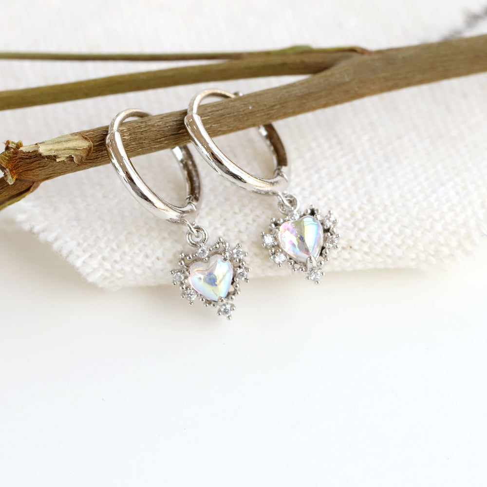 Little Heart Drop Earrings - silver