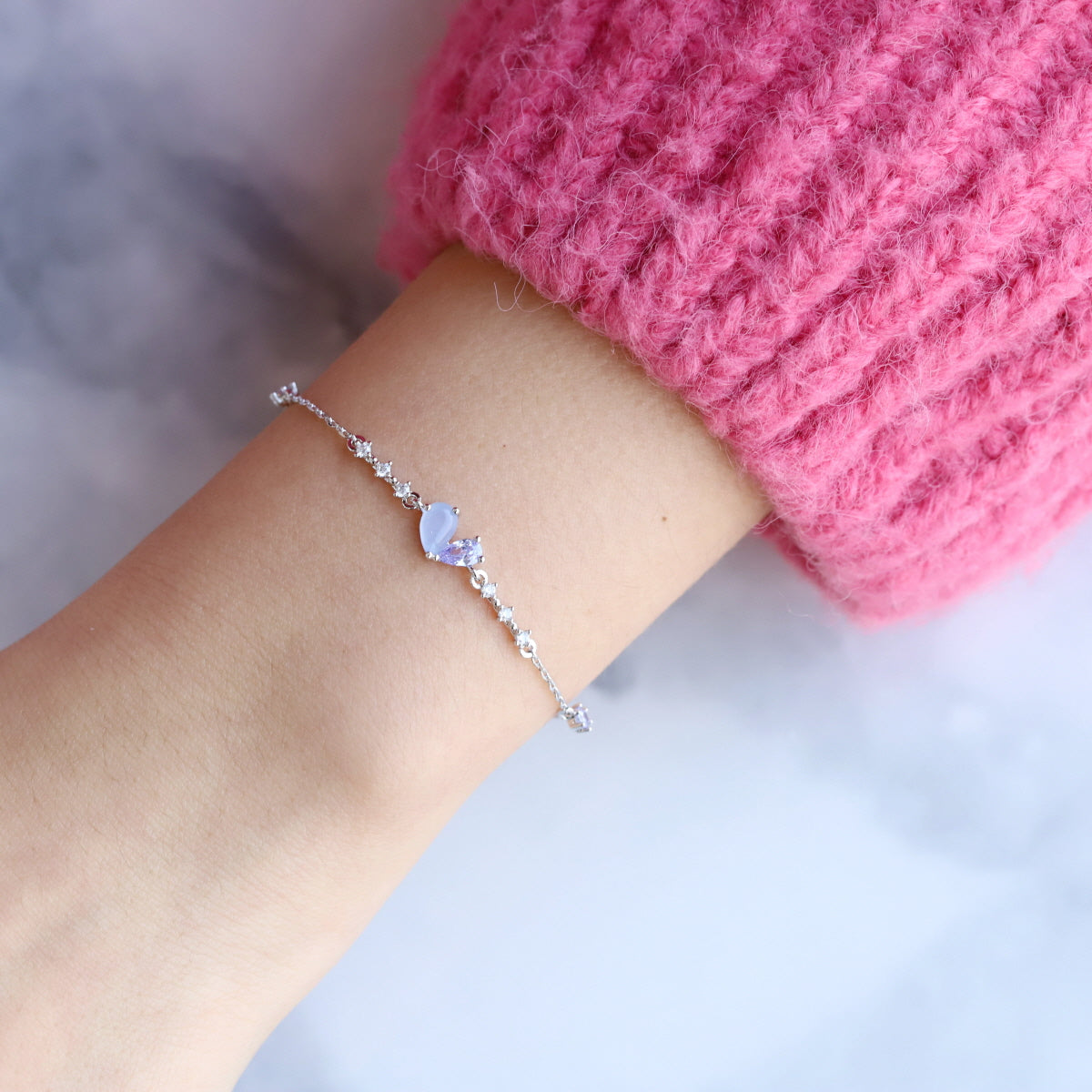 Two-tone Heart Bracelet - silver
