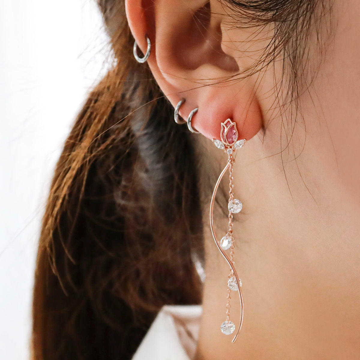 Rosy Tulip Charmed Drops Earrings