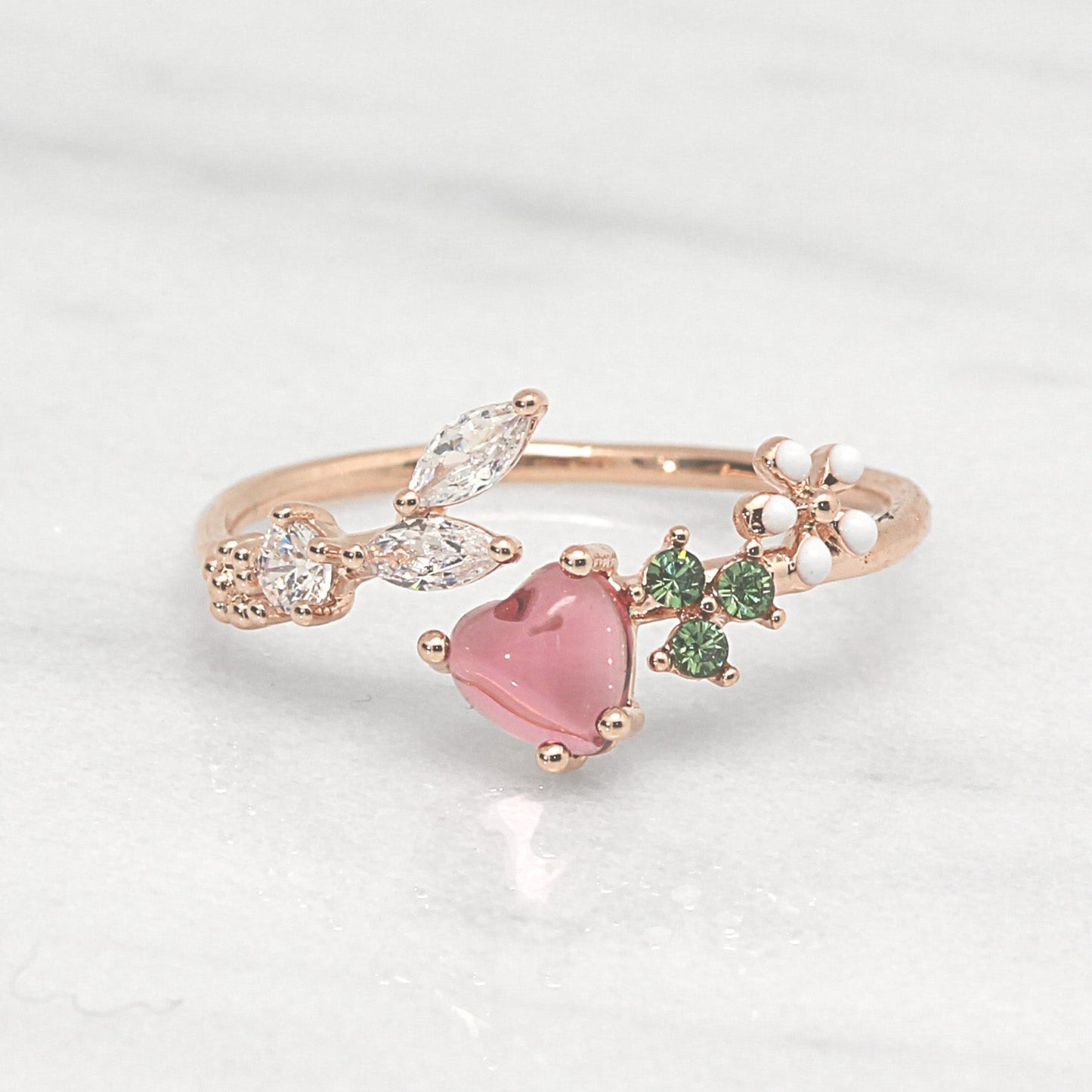 Rosy Love Ring - Red Cubic