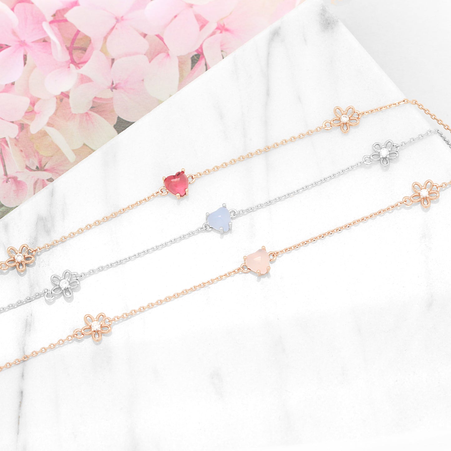 Lovely Pink Heart Cubic Bracelet