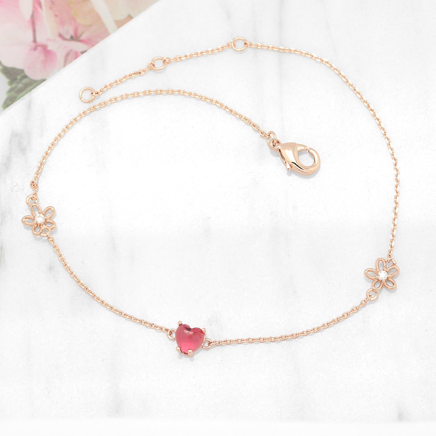Lovely Pink Heart Cubic Bracelet