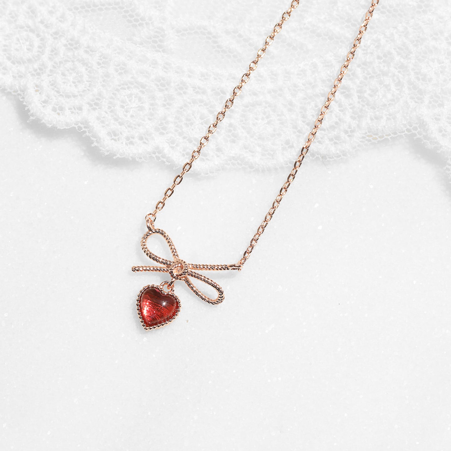 Ribbon Red Cubic Necklace