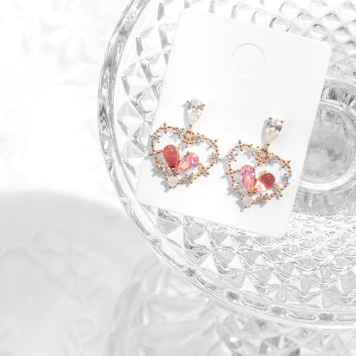 Two-tone Rosy Heart Earrings