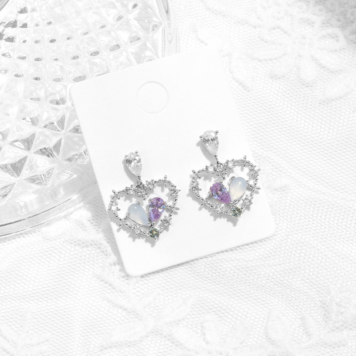 Two-tone Silver Heart Earrings