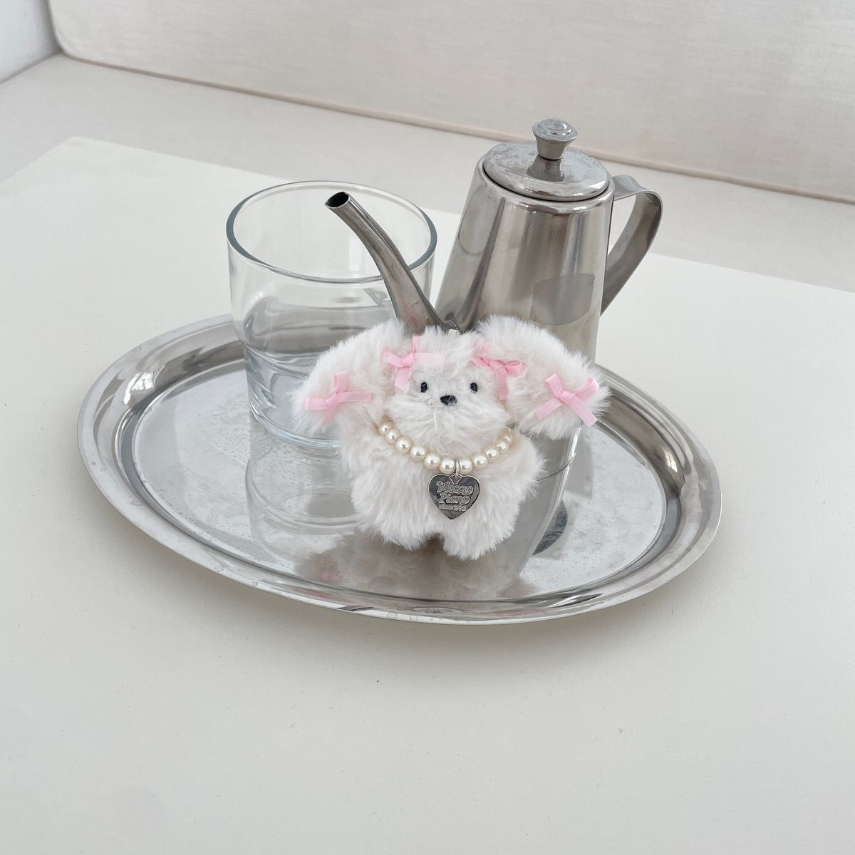 Pink Ribbon Bunny Keyring