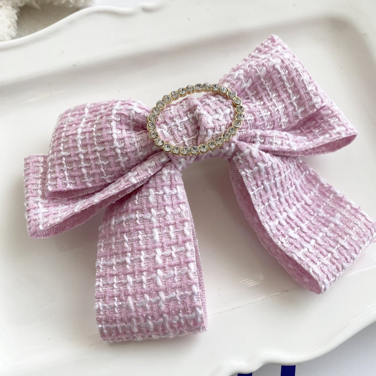 Tweed Ribbon Hair Clip