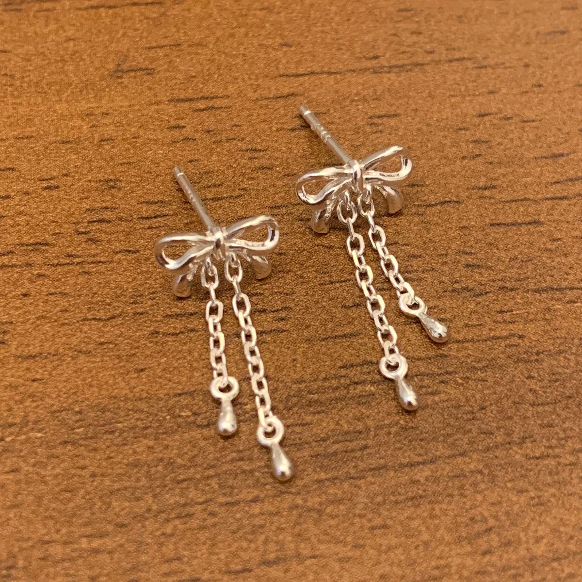 925 Silver Mini Ribbon Drop Earrings