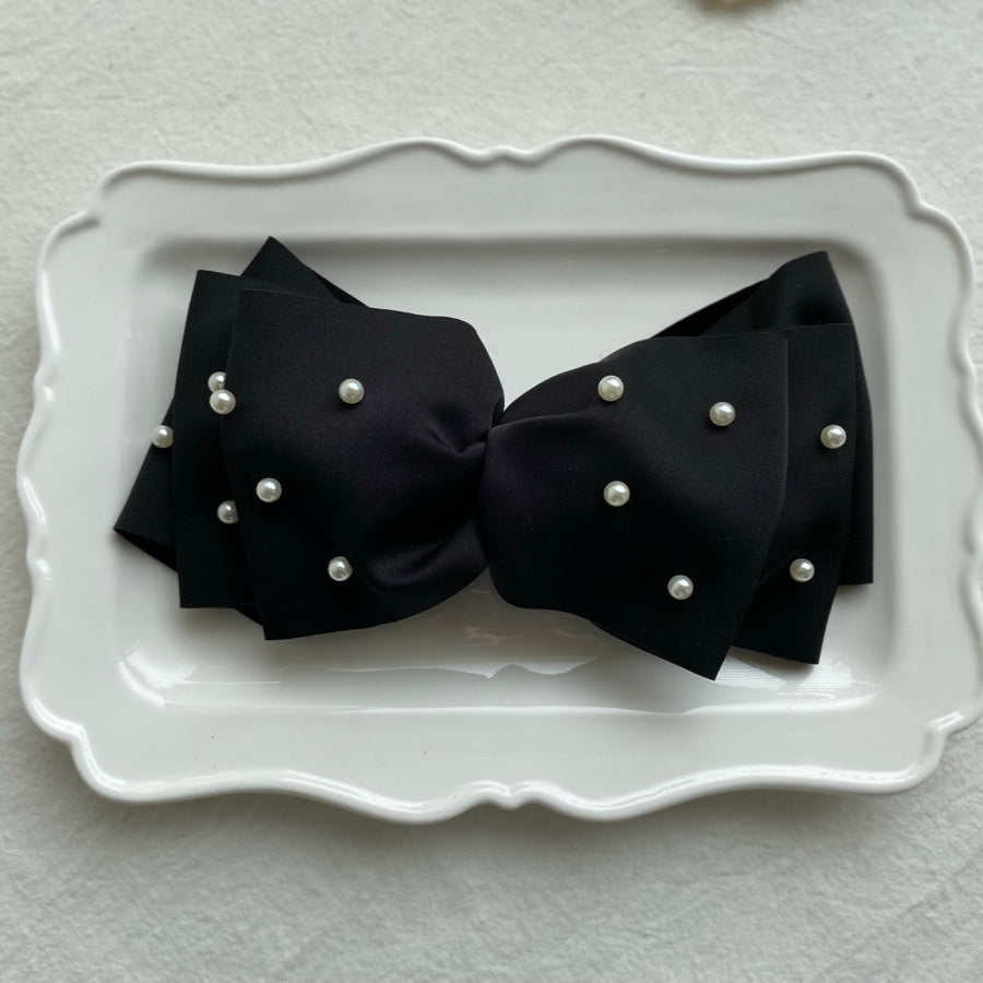 Satin Pearl Ribbon Hair Clip