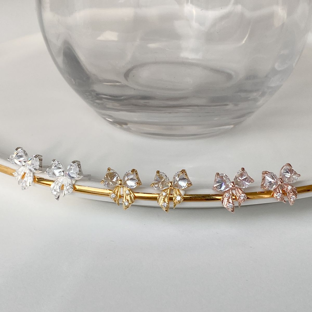 925 Silver Sparkling Bow Earrings