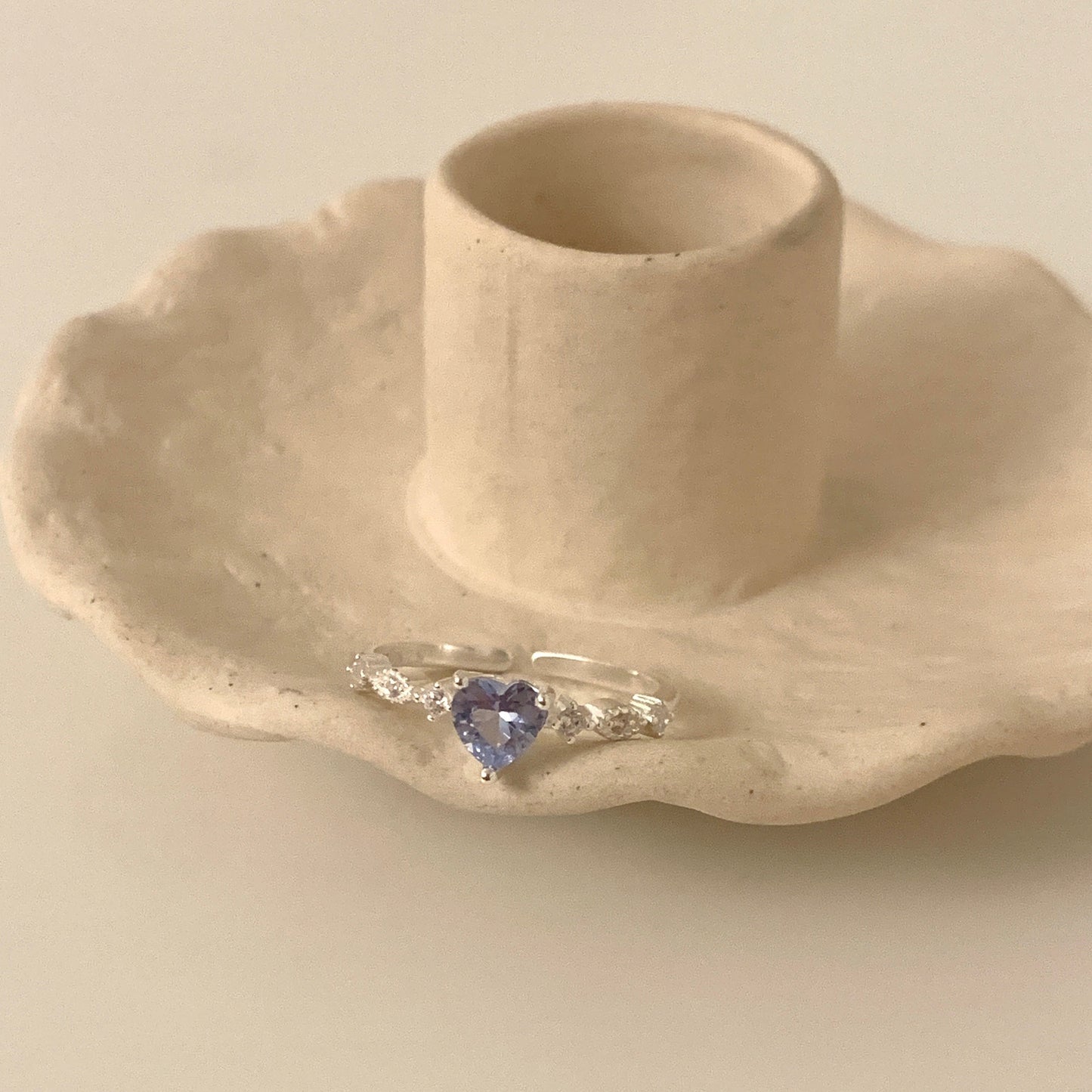 925 Silver Celestial Blue Heart Ring