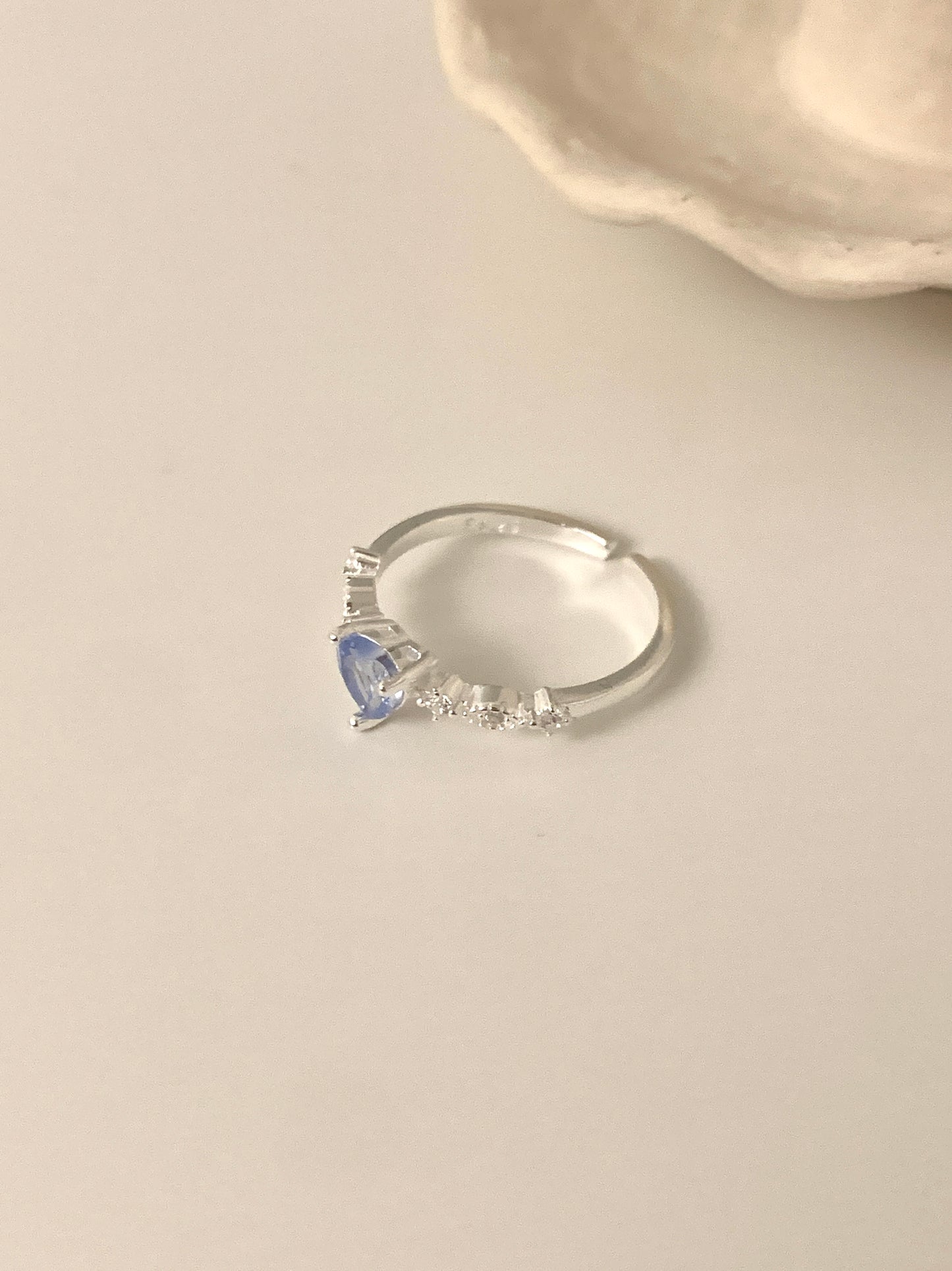 925 Silver Celestial Blue Heart Ring