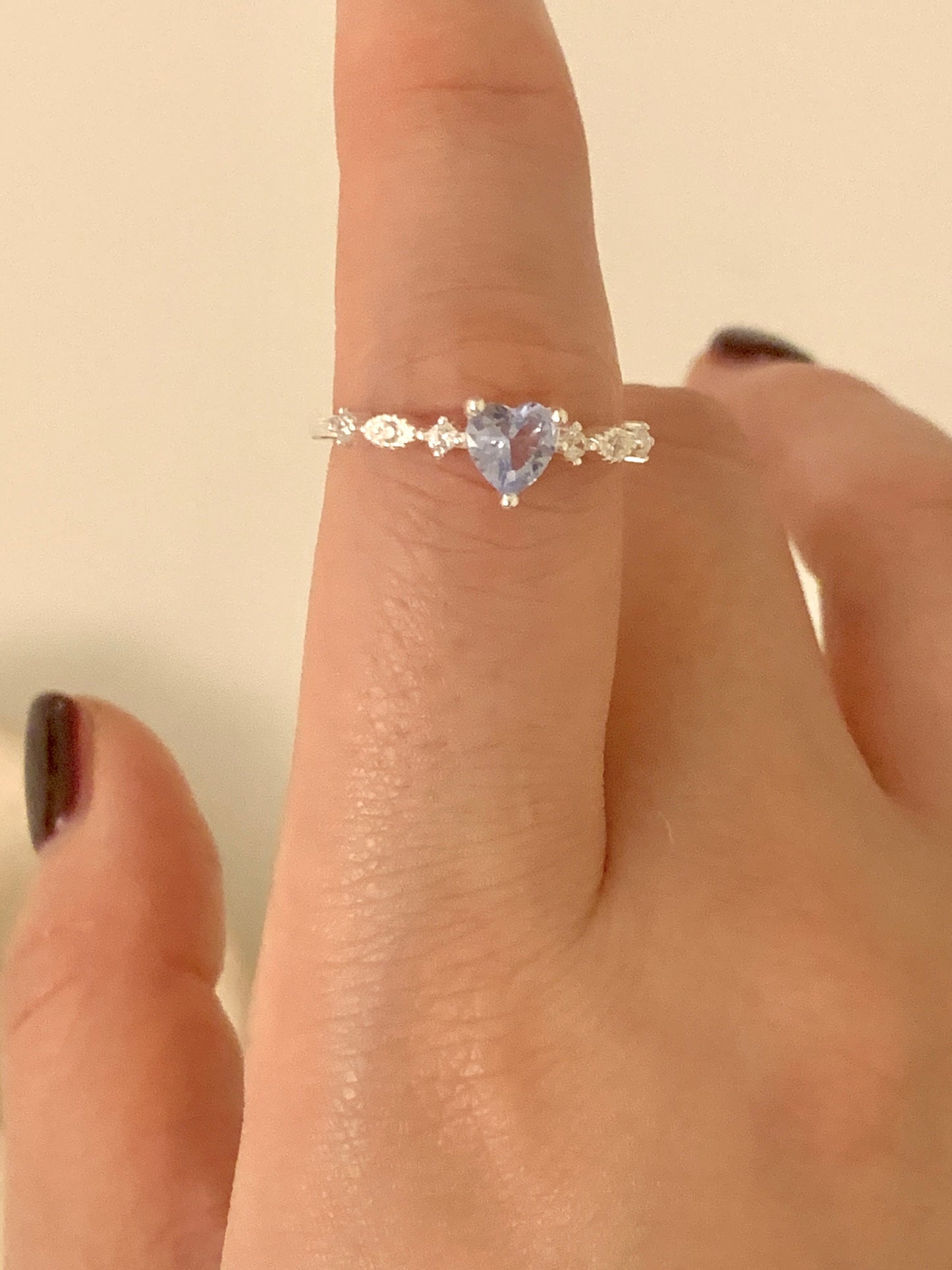 925 Silver Celestial Blue Heart Ring