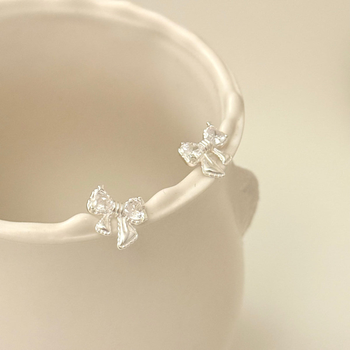 925 Silver Crystal Bow Earrings
