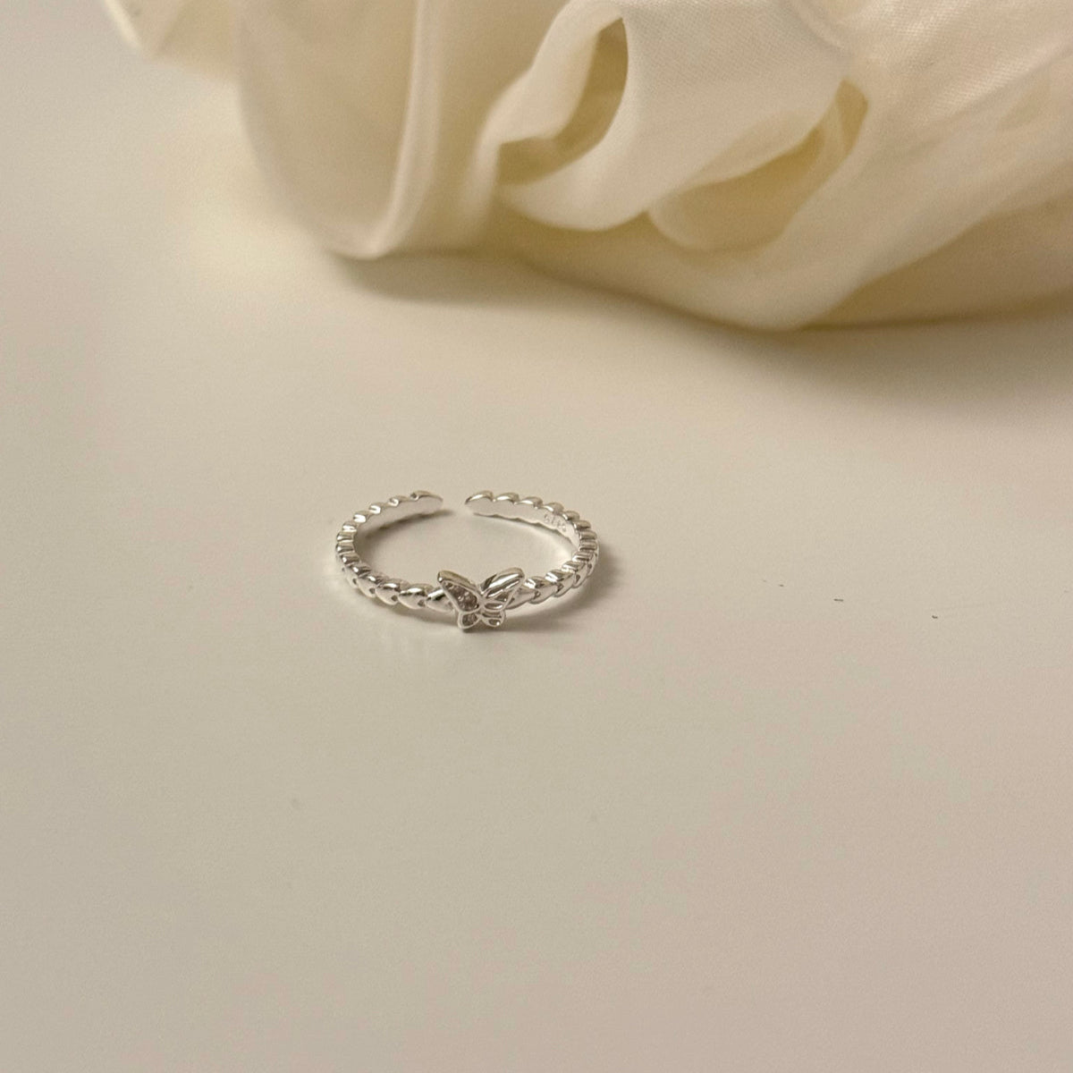 925 Silver Butterfly Kiss Ring