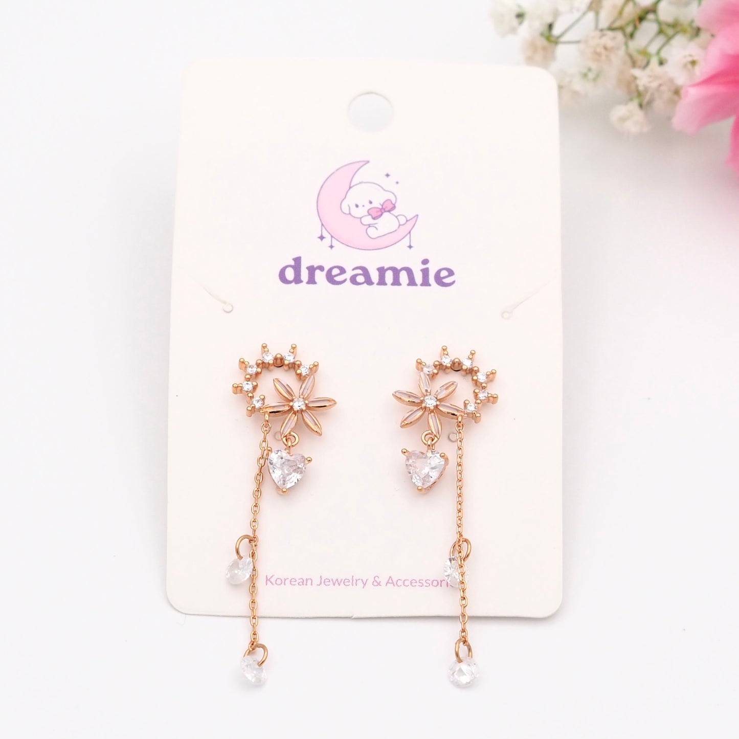 Cubic Flower Vine Drops Earrings