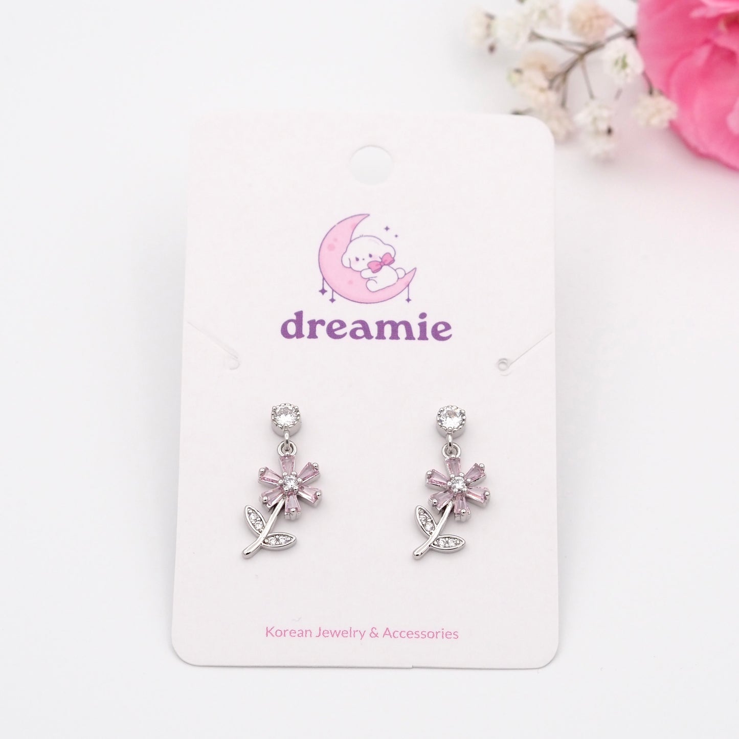 Pink Crystal Bloom Earrings