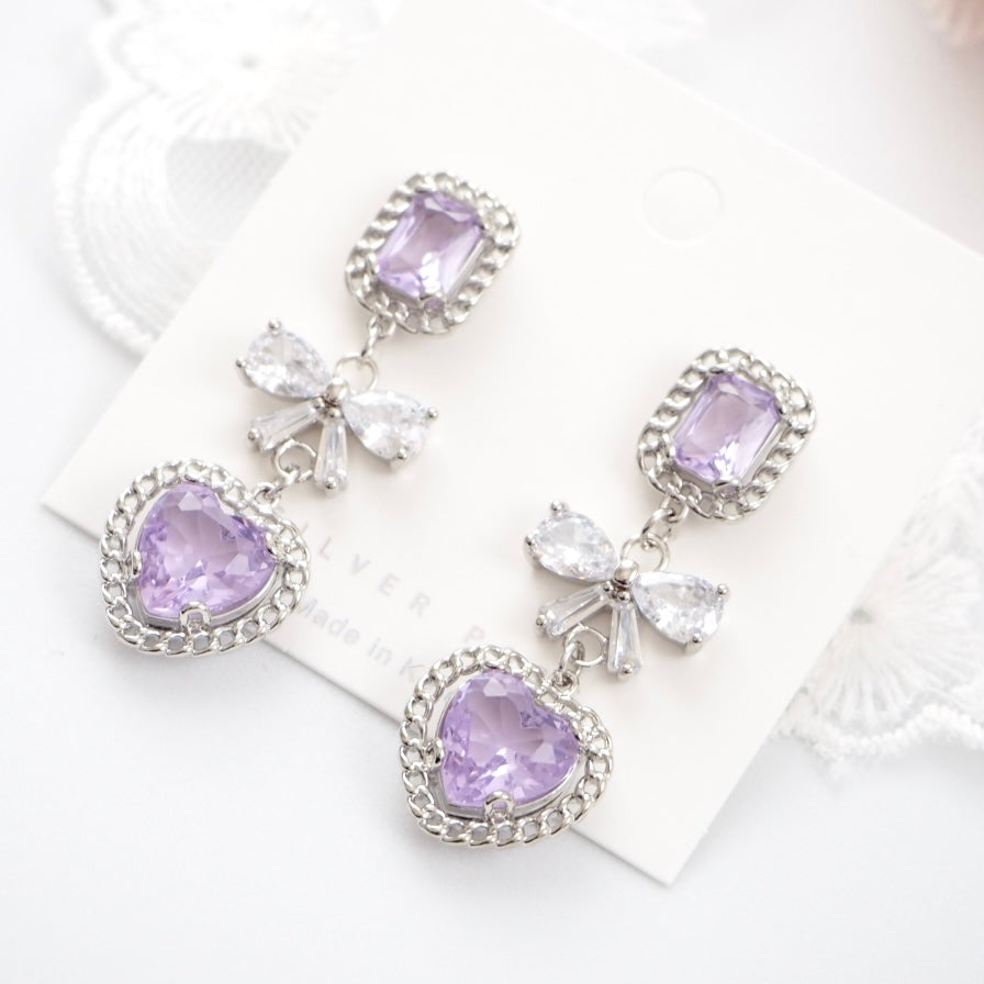Sweetheart Ribbon Dangle Earrings