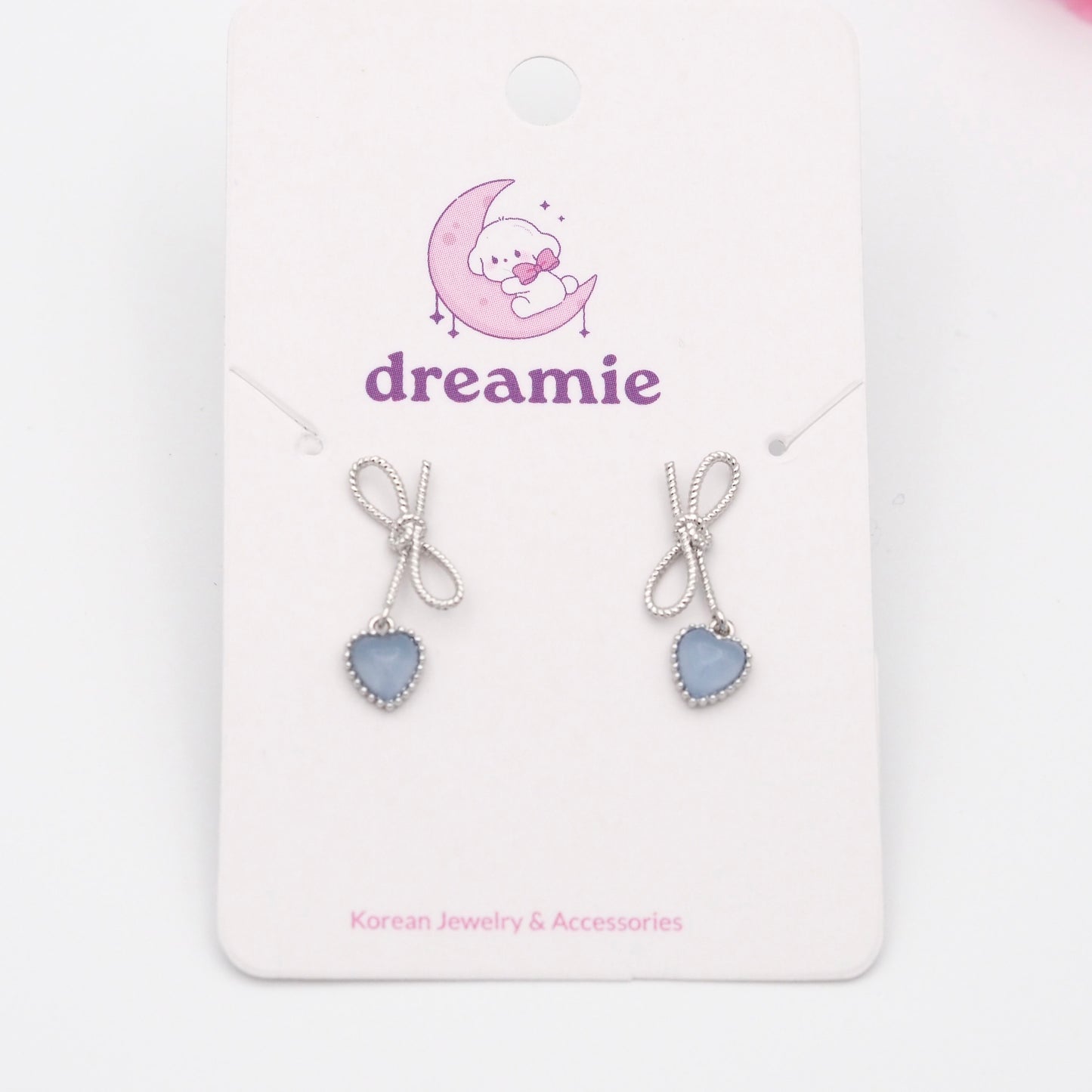 Ribbon Blue Cubic Earrings