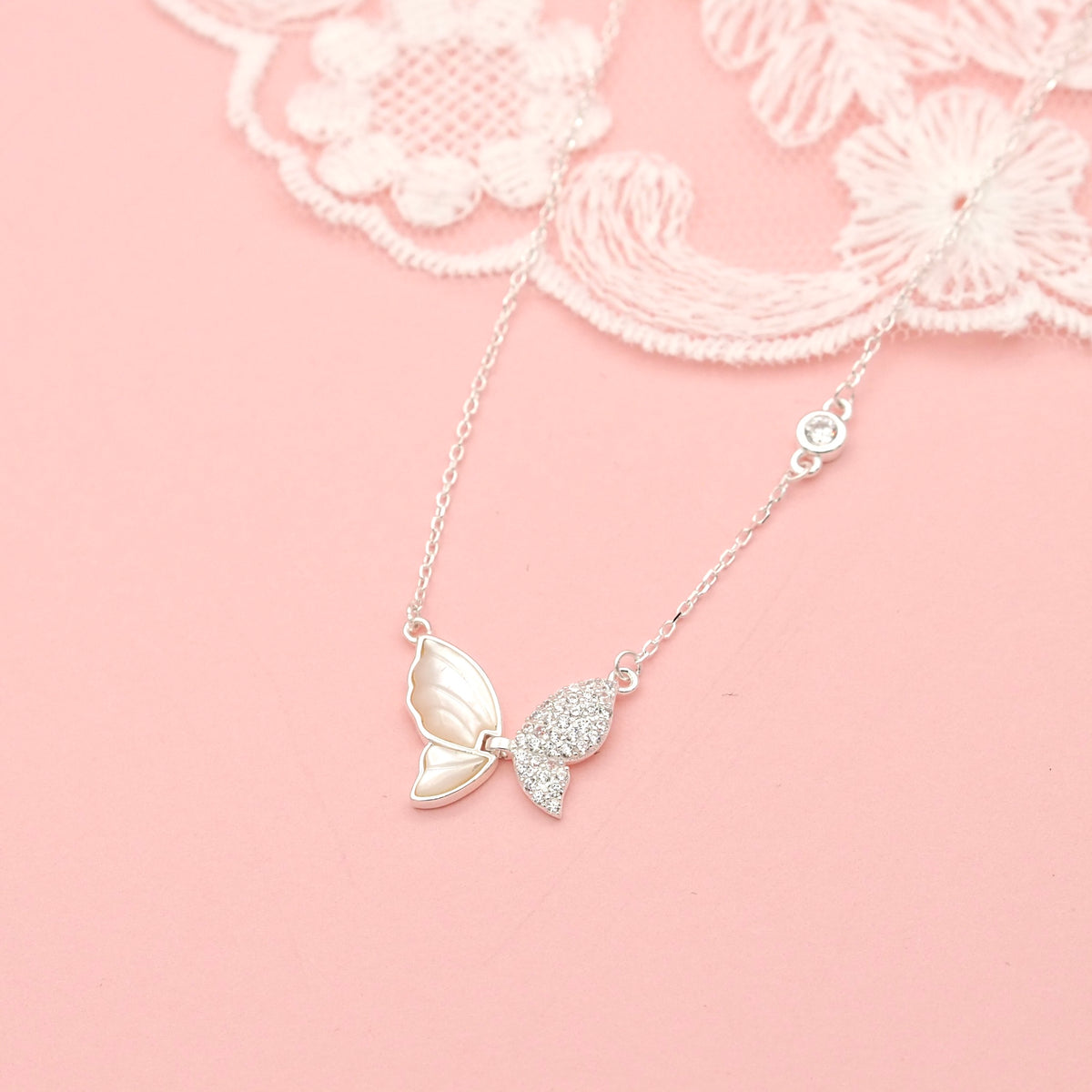 925 Silver Ivory Wing Necklace