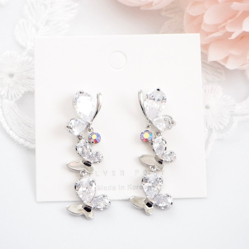 Graceful Silver Butterfly Earrings