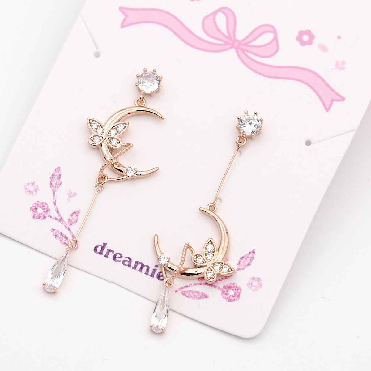Nightfall Wing Earrings - Rose gold