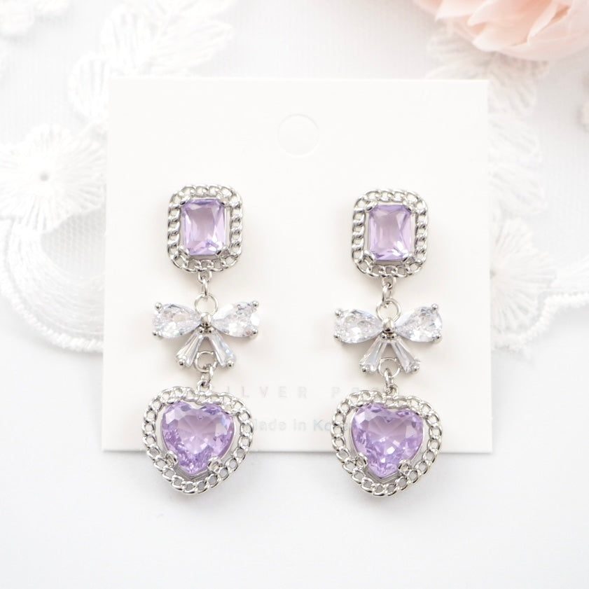 Sweetheart Ribbon Dangle Earrings
