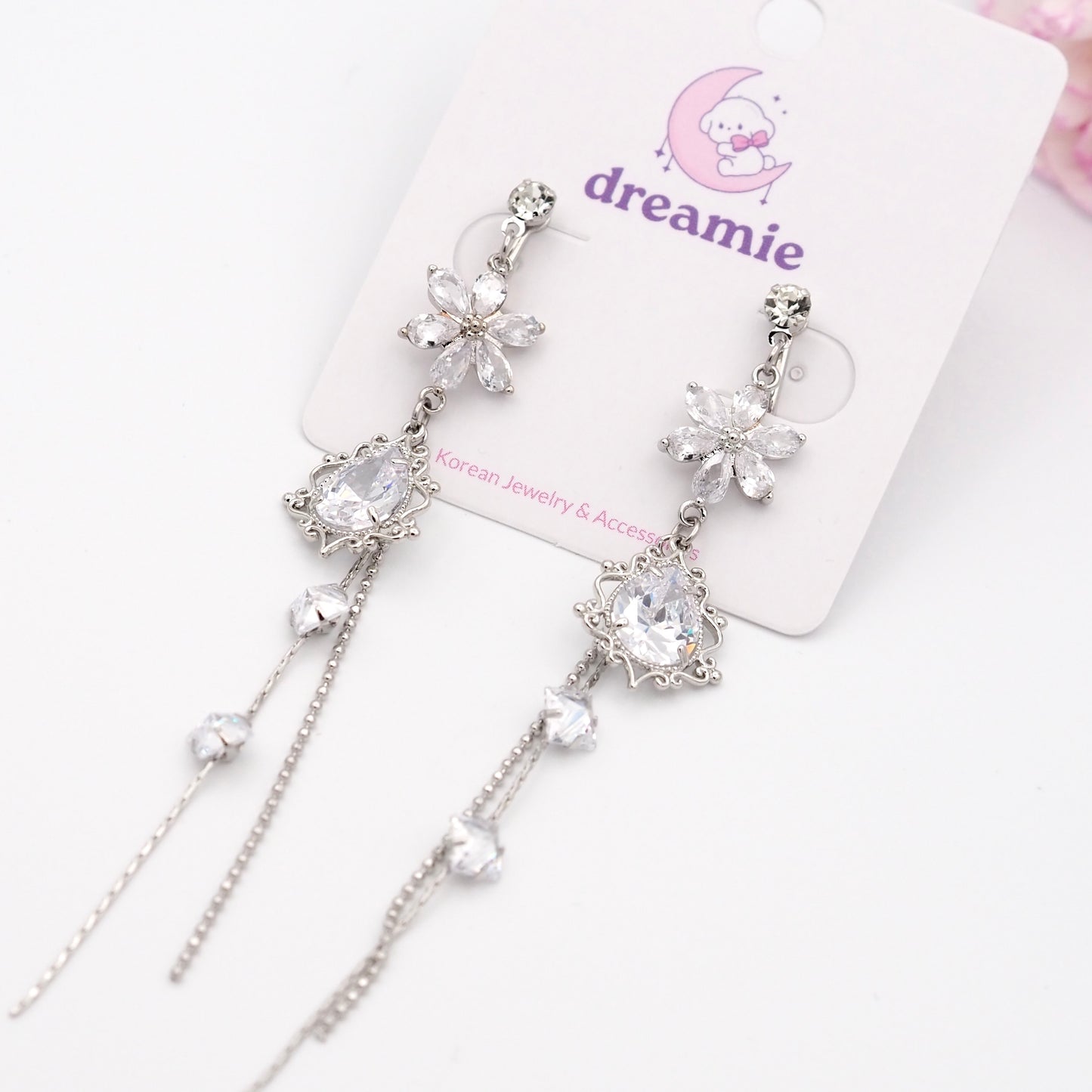 Enchanted Snow Flower Clip-on Earrings