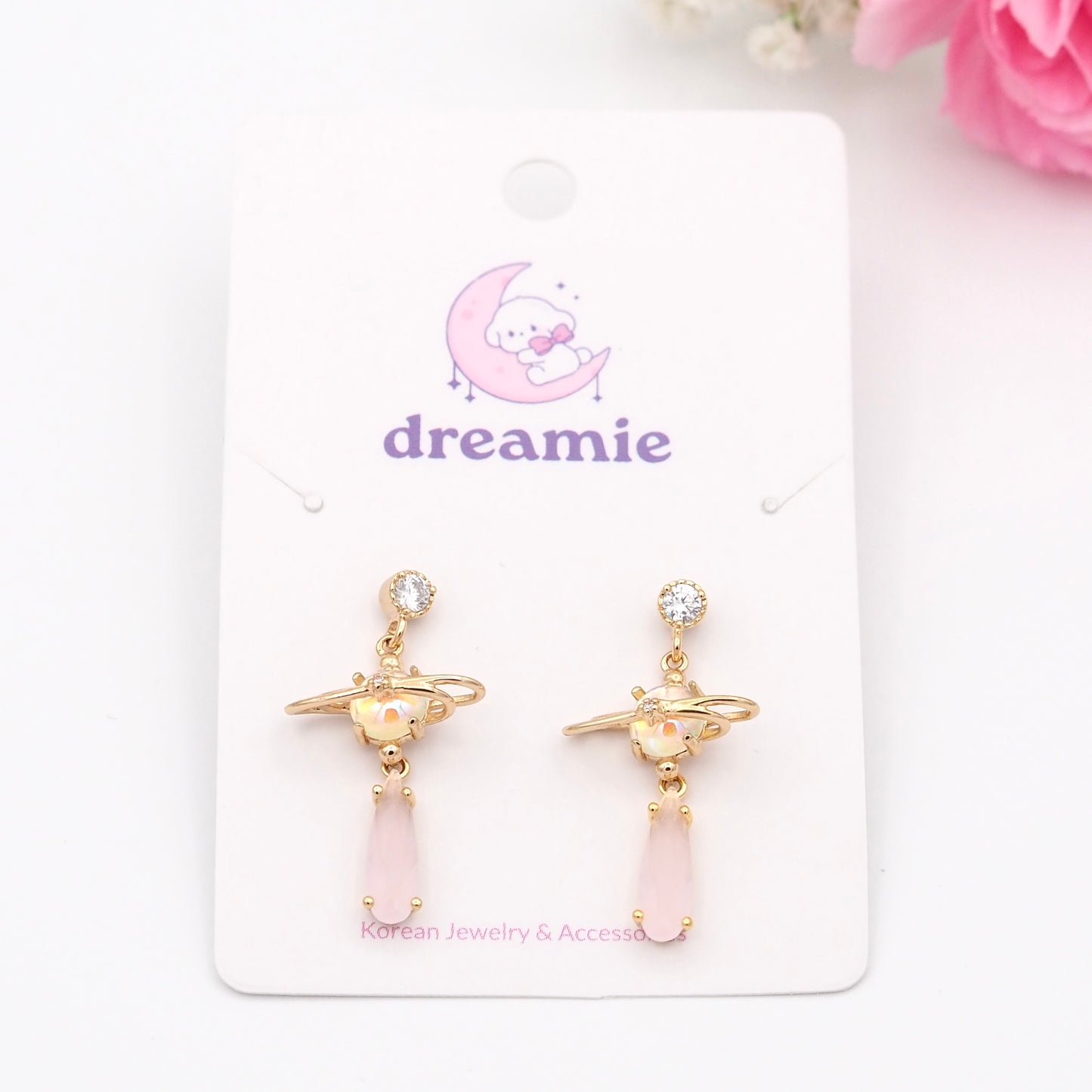 Pink Planet Galaxy Earrings