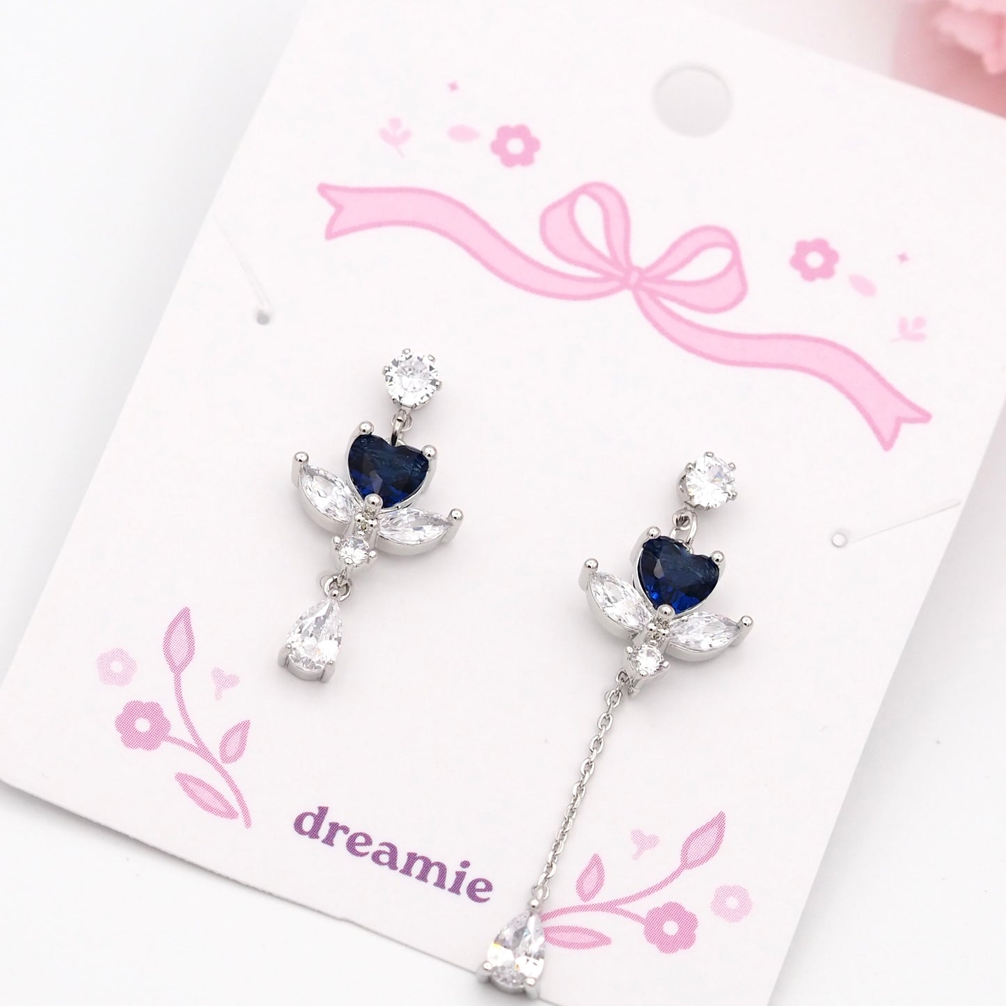 Dewdrop Bloom Earrings - Navy