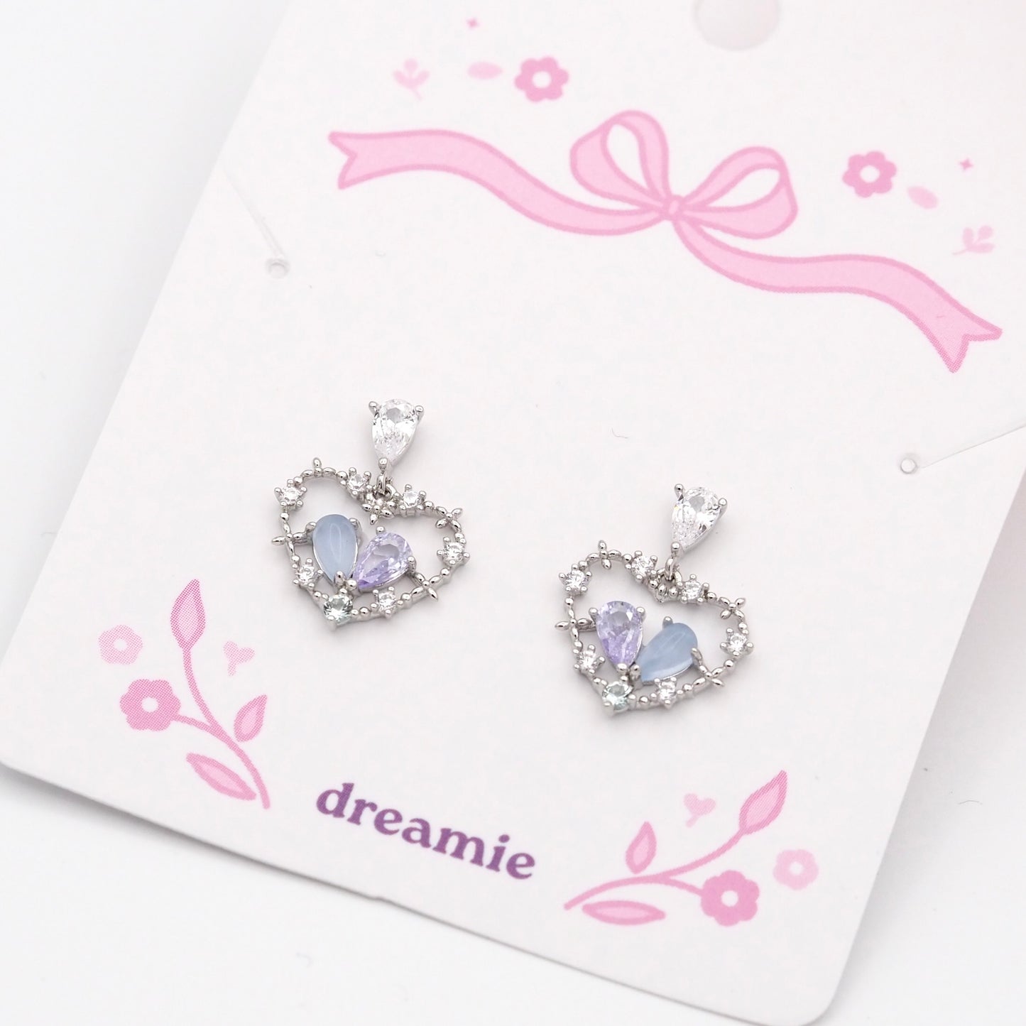 Two-tone Silver Heart Earrings