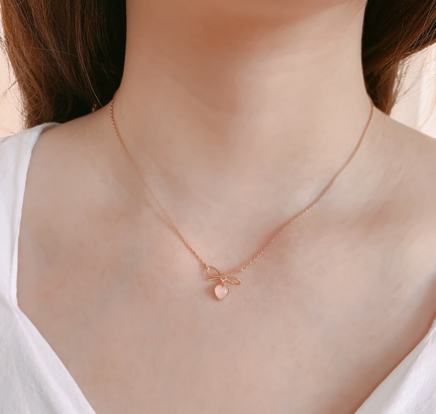 Ribbon Pink Cubic Necklace