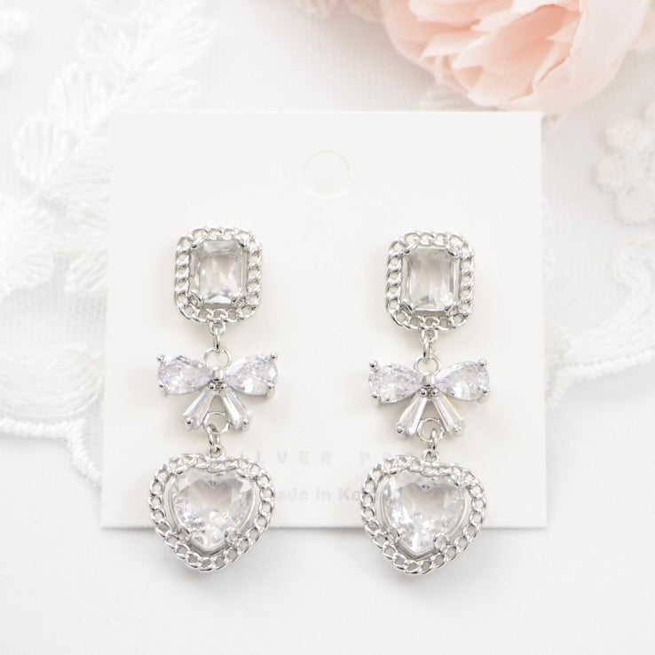 Sweetheart Ribbon Dangle Earrings