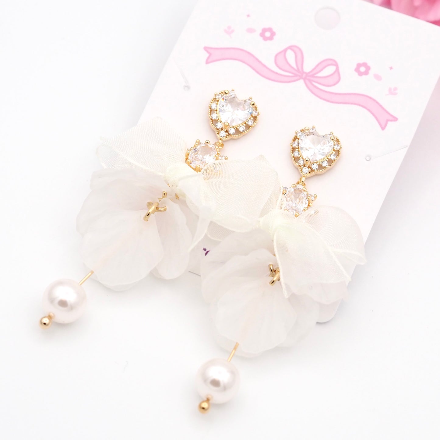 Bloomie Bow Earrings - White