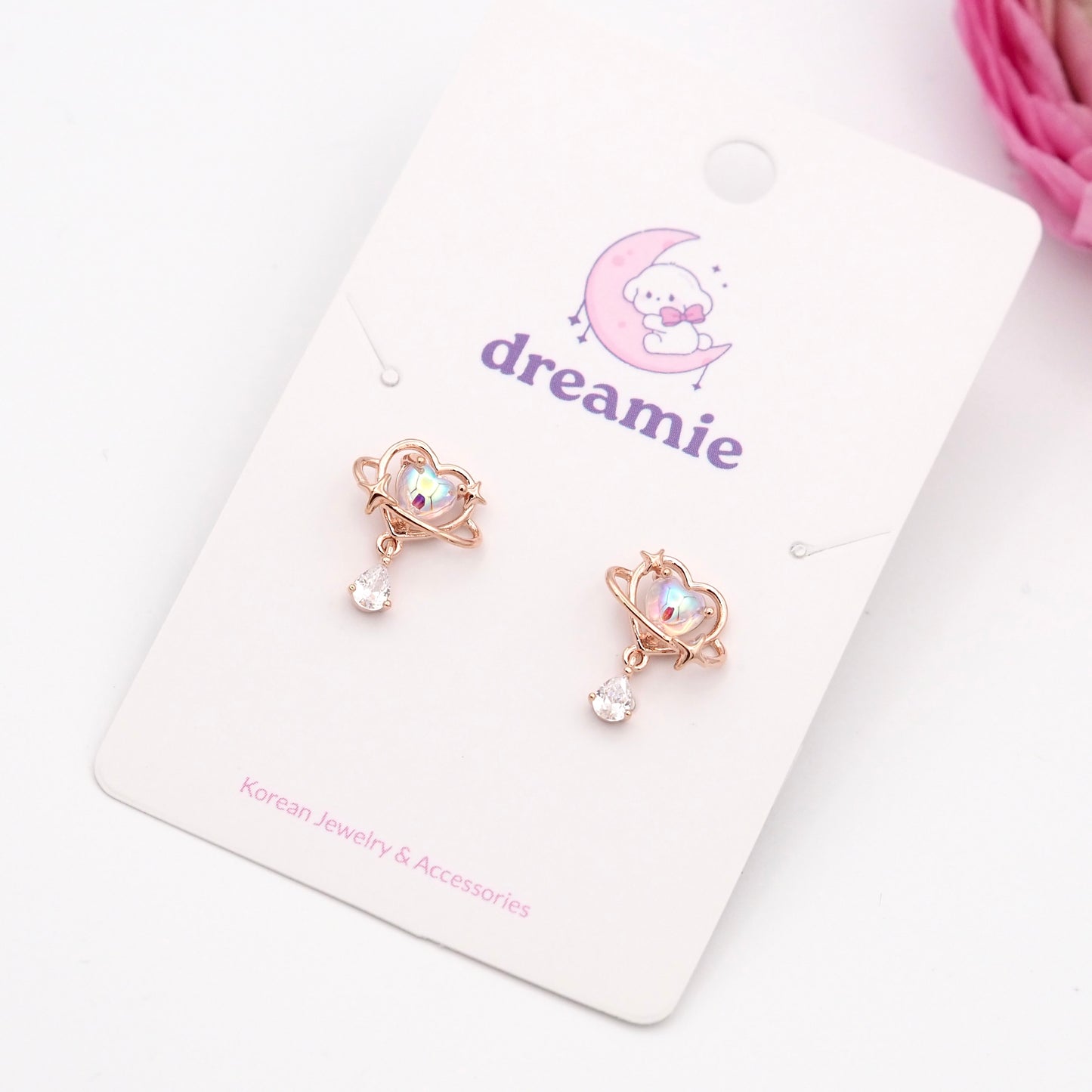 Little Love Space Earrings - Rose gold