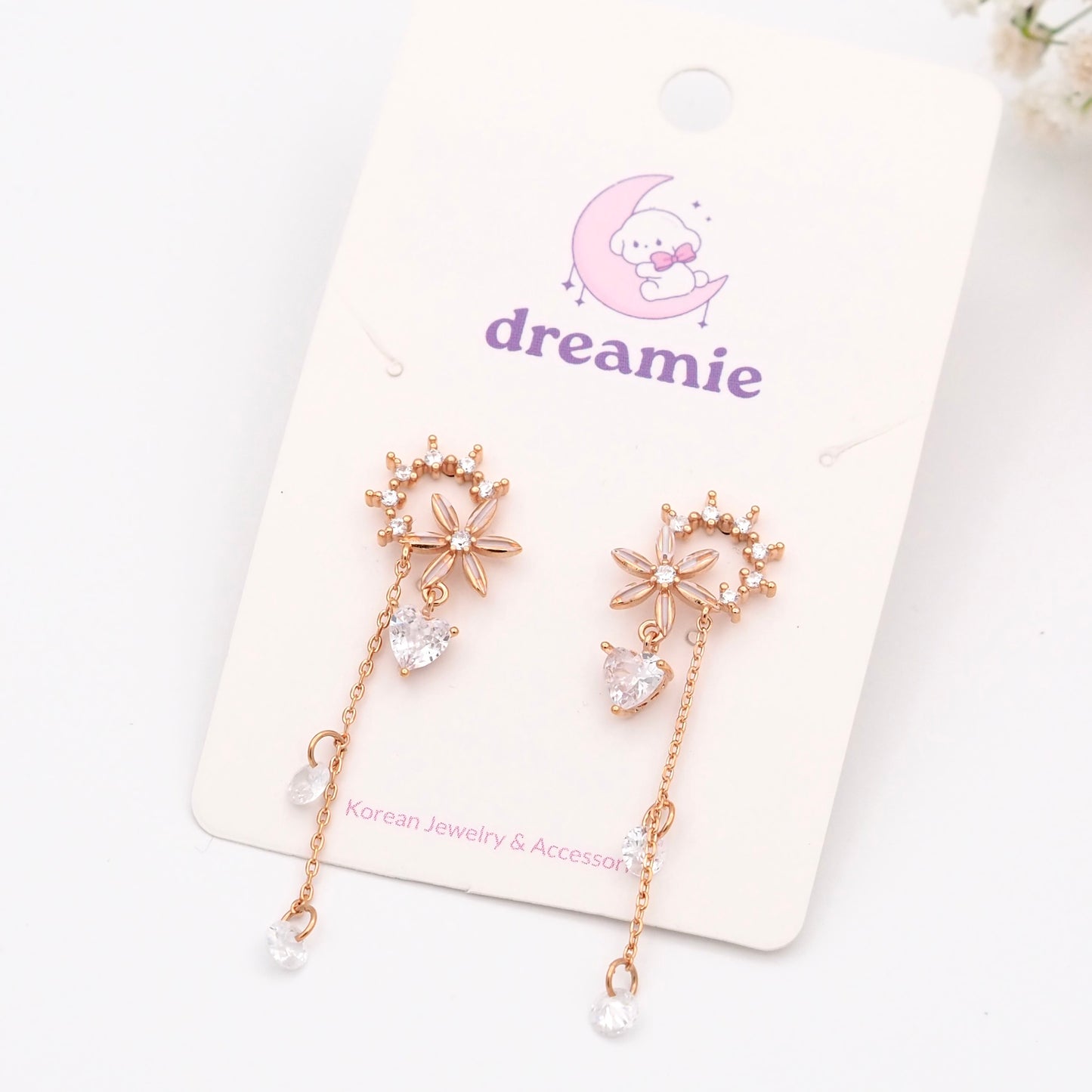 Cubic Flower Vine Drops Earrings
