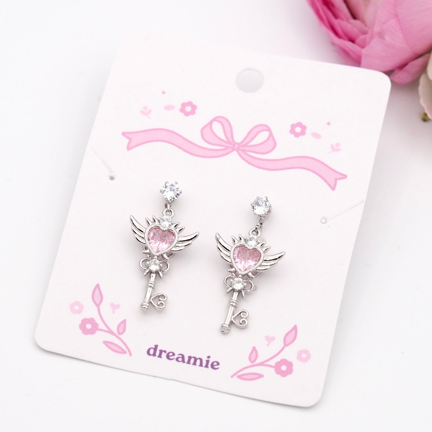 Sailor Moon Heart Earrings - Pink