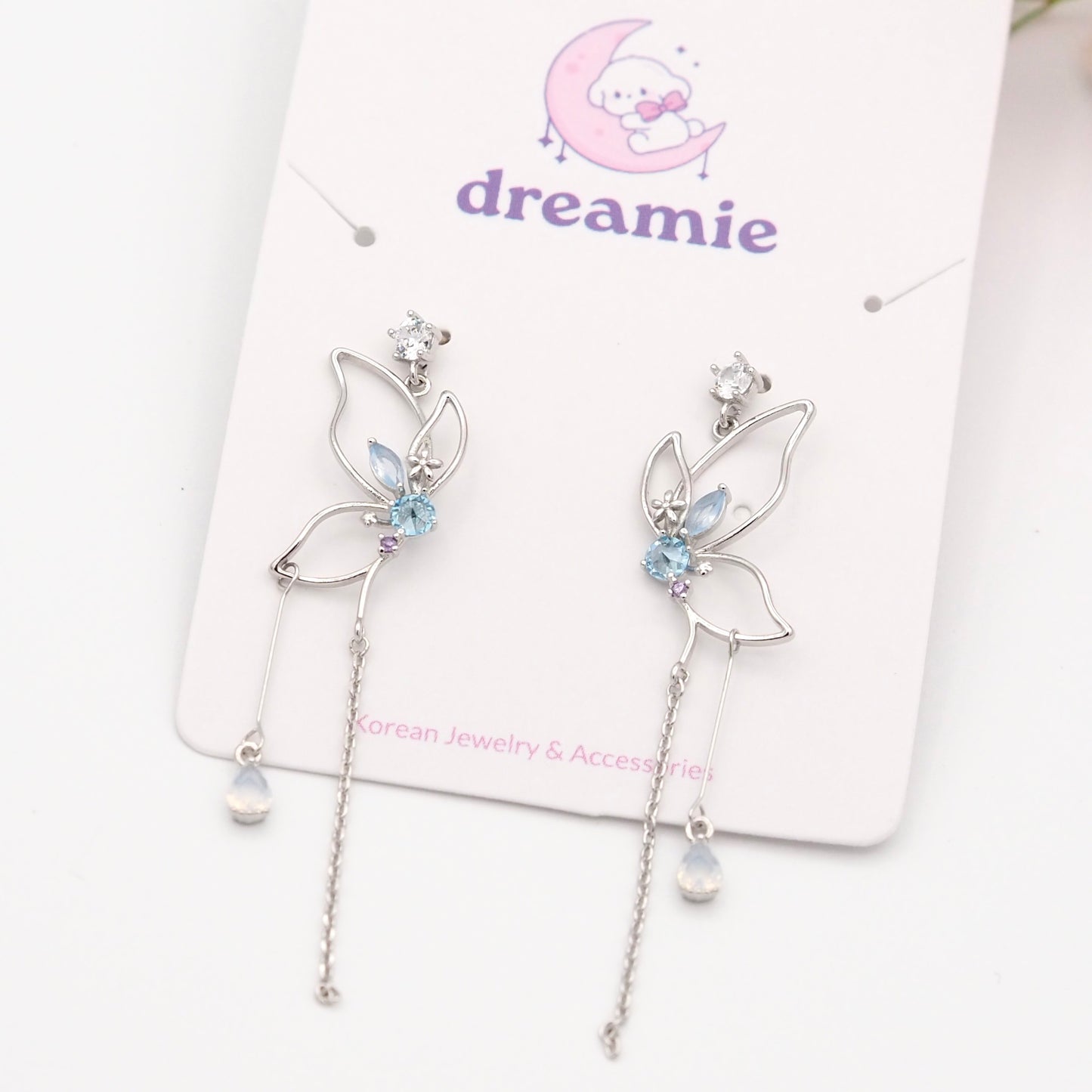 Blue Butterfly Drop Earrings