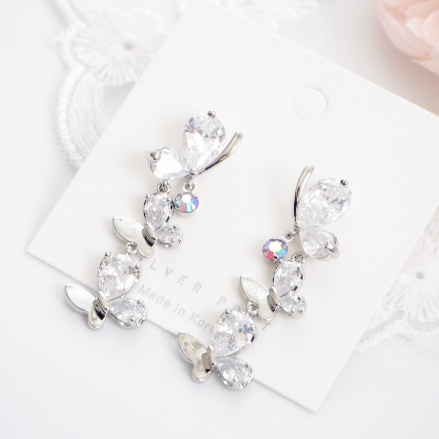 Graceful Silver Butterfly Earrings