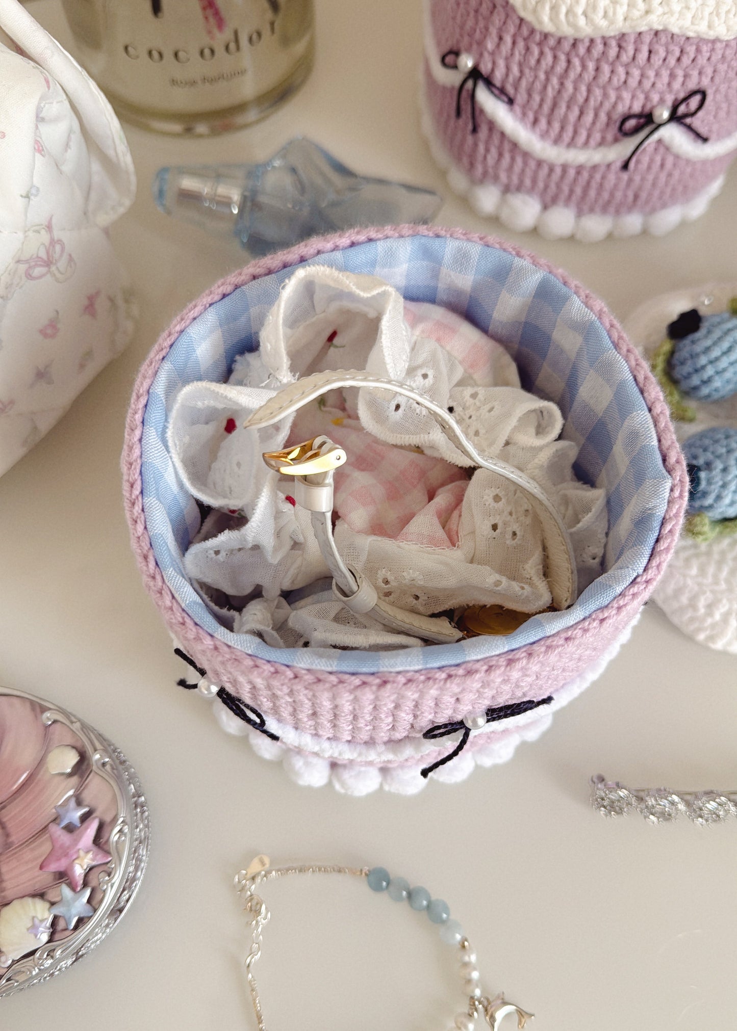 đ« Blueberry Cake Handmade Crochet Jewelry Box