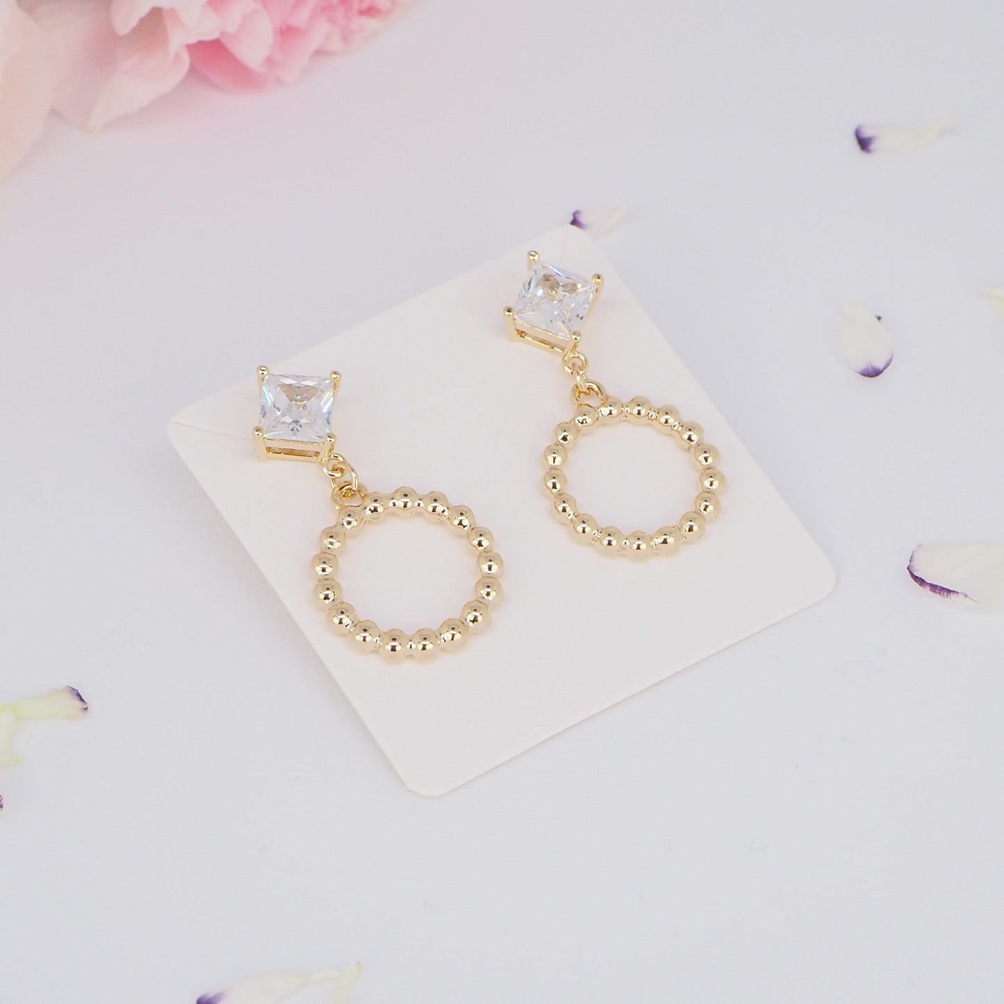 Diamond and Gold Ring Earrings - Dreamie - Earrings