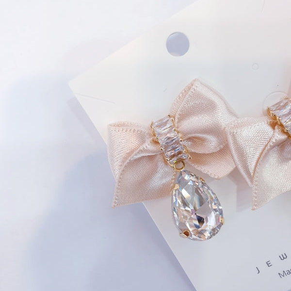 Blush Sparkle Ribbon Earrings