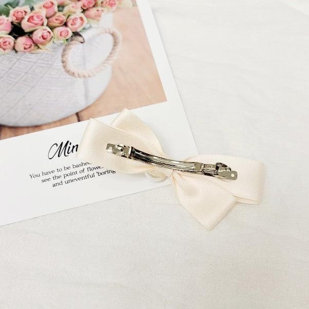 Ribbon Pearl Satin Side Hair Clip